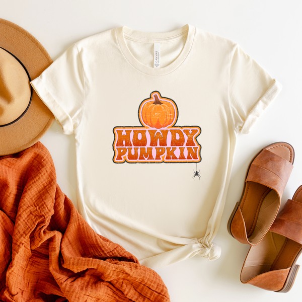 Howdy Pumpkin Stacked Short Sleeve Graphic Tee