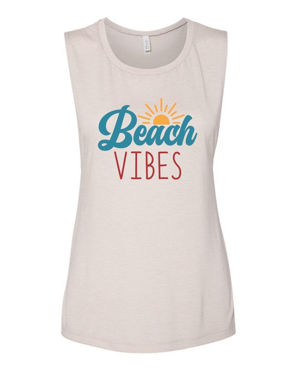 Beach Vibes Graphic Bella Canvas Flowy Muscle Tank