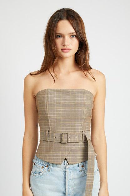 PEPLUM BELTED CORSET TOP