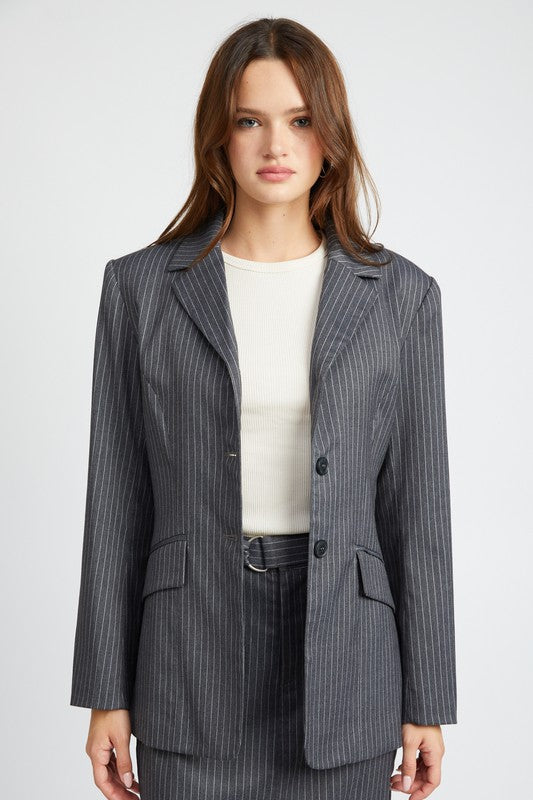 PIN STRIPED BLAZER JACKET