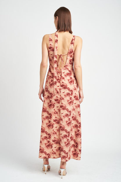 FLORAL ASYMMETRICAL MAXI DRESS