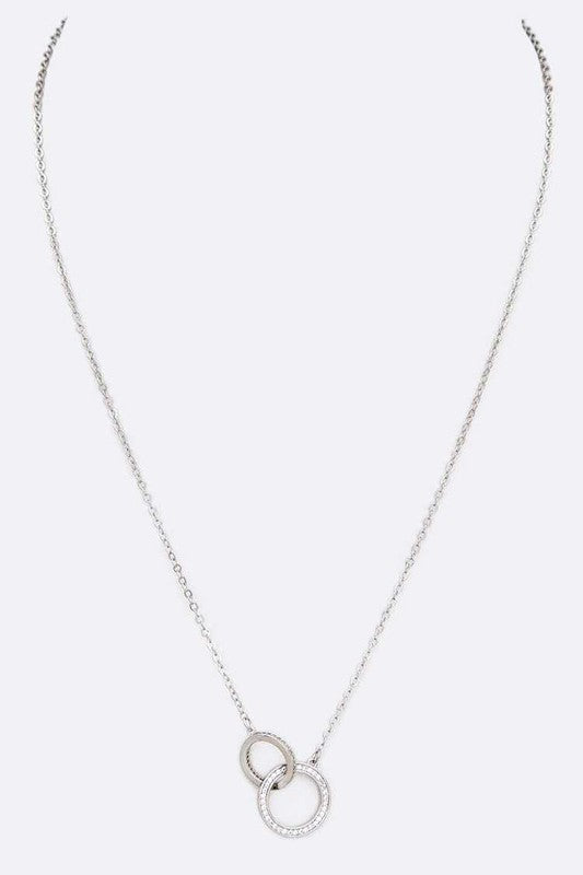 CZ Infinity Double Hoop Pendant Necklace