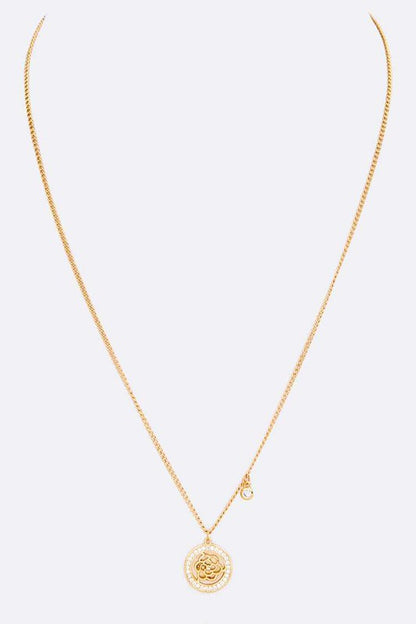 CZ Rose Cutout Pendant Necklace