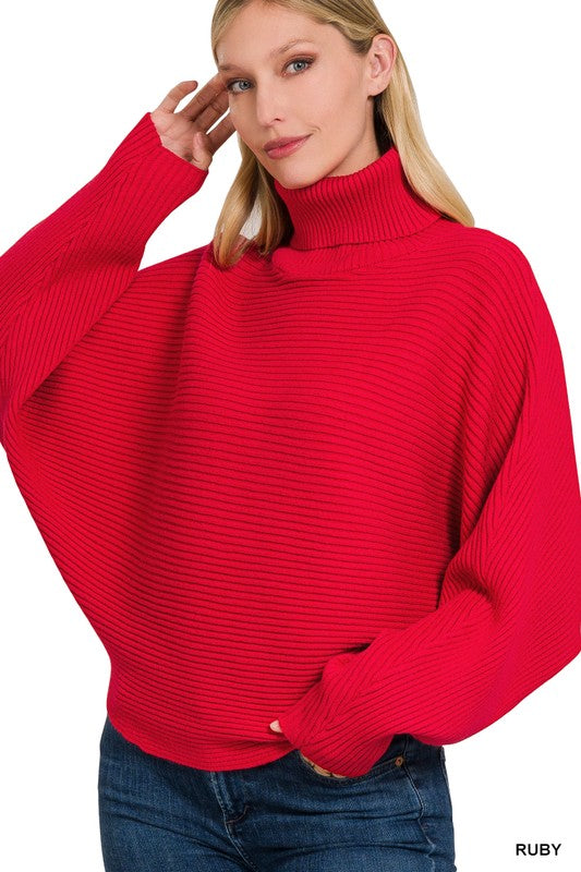 Viscose Dolman Sleeve Turtleneck Sweater