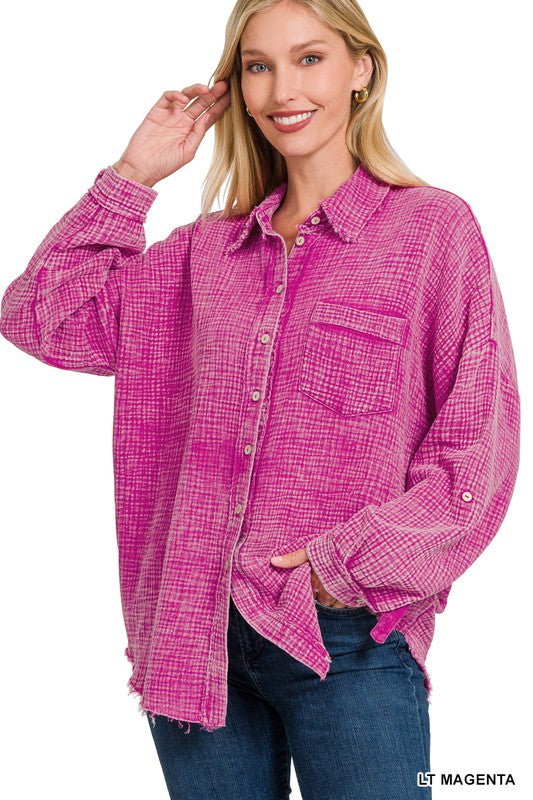 Washed Double Gauze Button Down Shirt