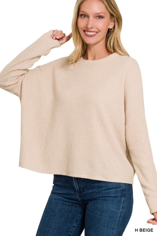 Ribbed Dolman Long Sleeve Sweater