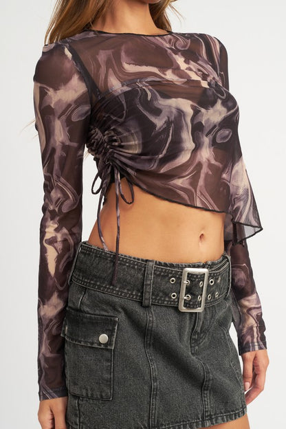 ASYMMETRICAL MARVEL PRINT MESH TOP