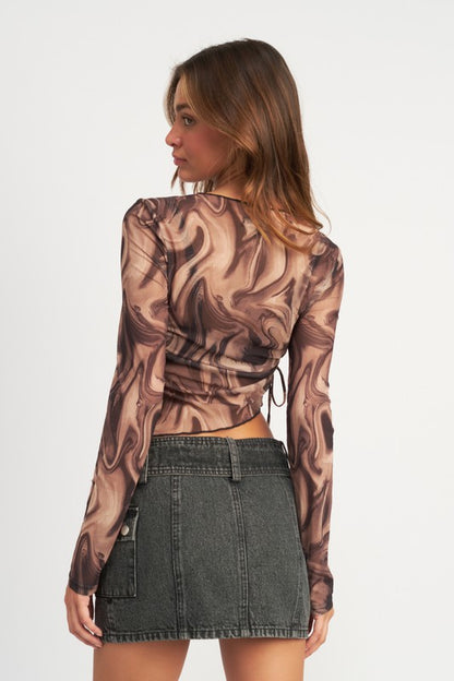 ASYMMETRICAL MARVEL PRINT MESH TOP