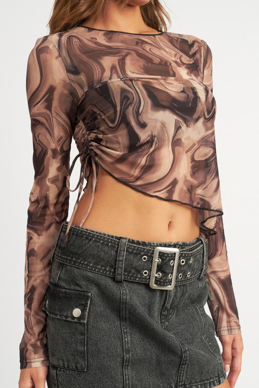 ASYMMETRICAL MARVEL PRINT MESH TOP