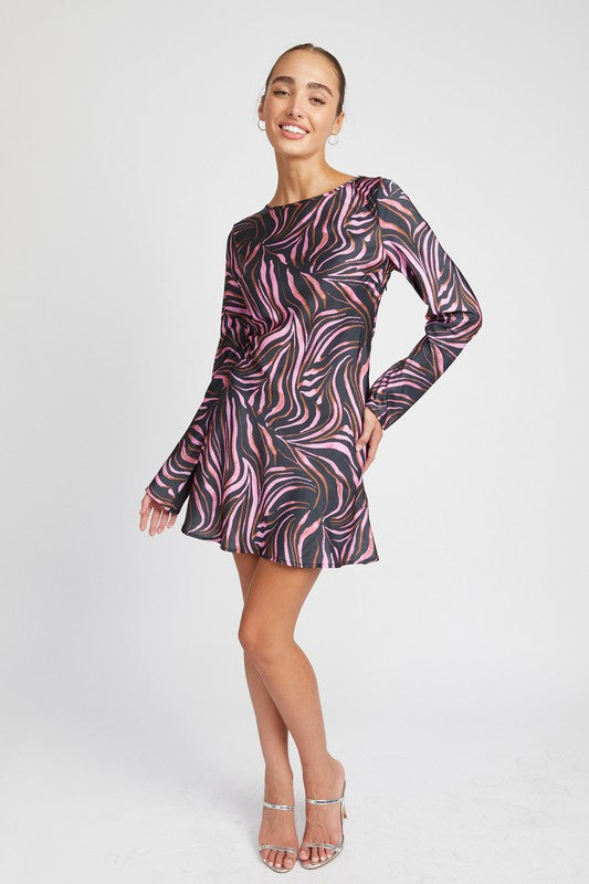 ZEBRA PRINT MINI DRESS WITH LACED UP BACK