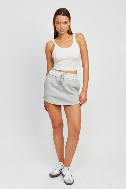 FRENCH TERRY PAPER BAG MINI SKIRT