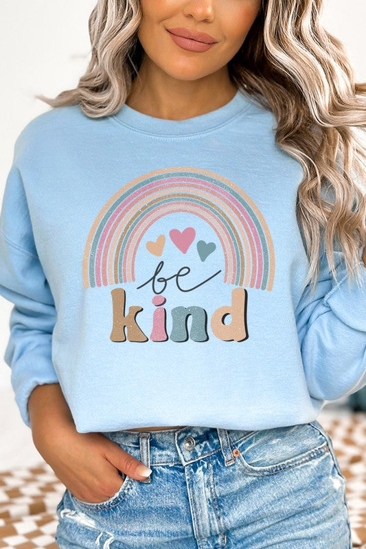 Be Kind Cute Rainbow Graphic Sweatshirt