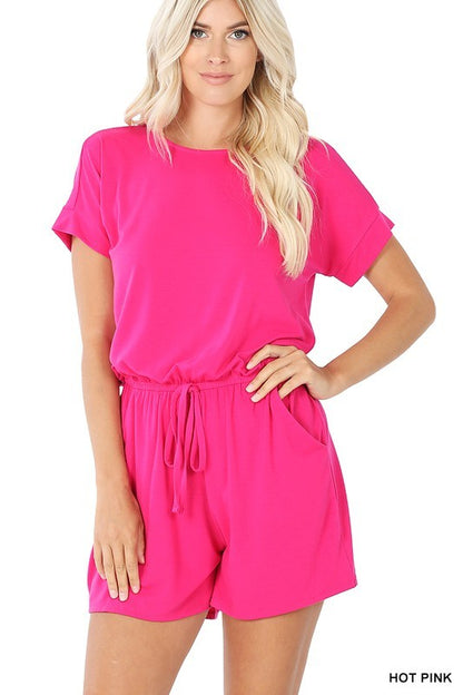 ROMPER WITH ELASTIC WAIST & BACK KEYHOLE OPENING