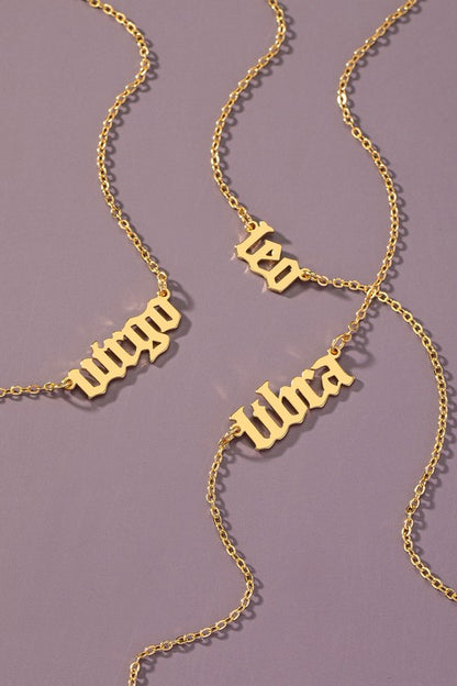 Laser cut zodiac sign pendant necklace