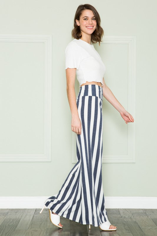 Striped High Waist Relaxed Palazzo Pants