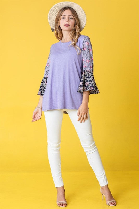 Boho Ruffle tiered tone on tone tunic top