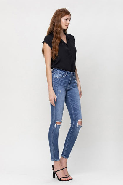 DISTTRESSED MID RISE ANKLE SKINNY