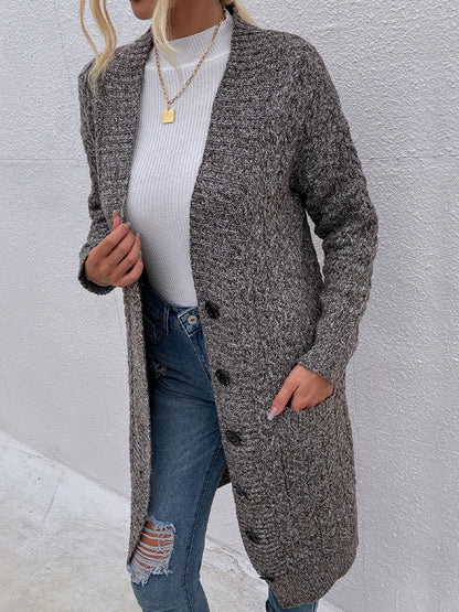 Button Down Longline Cardigan with Pockets