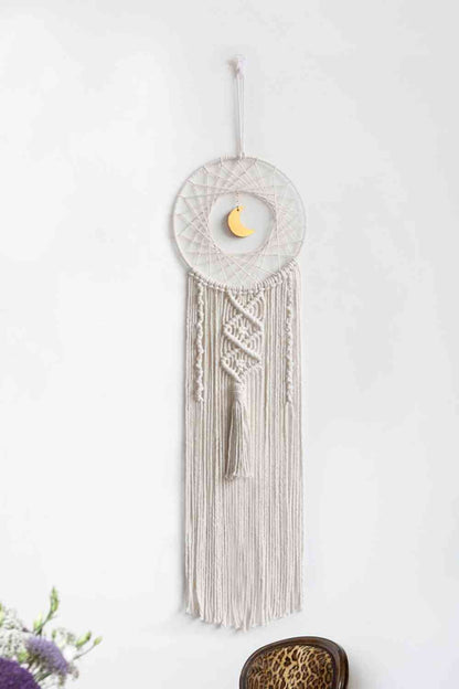 Bohemian Hand-Woven Moon Macrame Wall Hanging