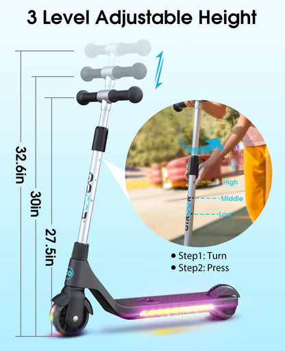 Gyroor Electric Scooter for Kids, Teens, Boys and Girls with Lightweight and Adjustable Handlebar, H30 Kids Electric Scooter with Rechargeable Battery, 6 MPH Limit-Best Gift for Kids!