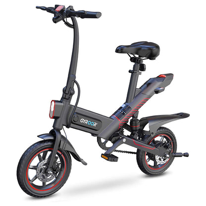 Gyroor C3 Folding Electric Bike for Adults Teens, 450W eBike with 19MPH up to 28 Miles 14in Air-Filled Tires Dual Disc Brakes 3 Riding Modes Adult Electric Bicycles