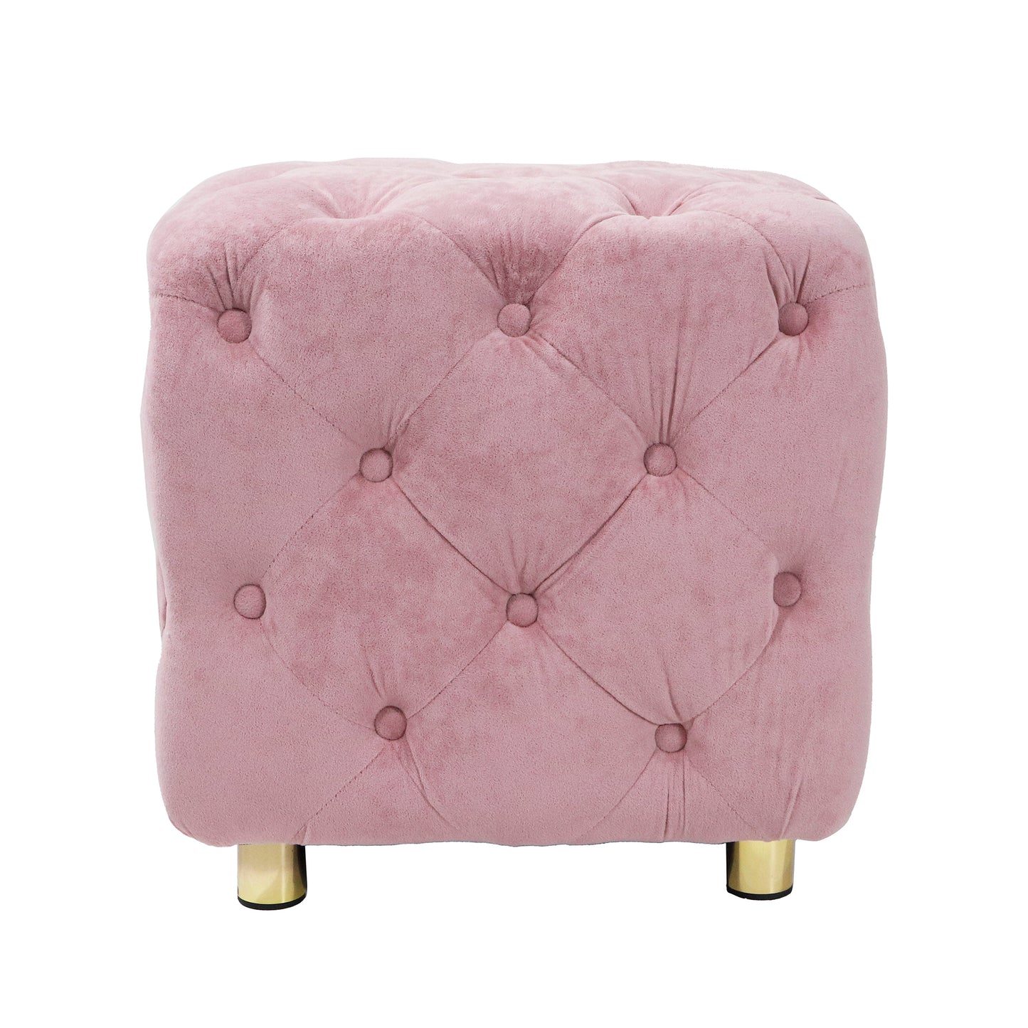 Pink Modern Velvet Upholstered Ottoman, Exquisite Small End Table, Soft Foot Stool,Dressing Makeup Chair, Comfortable Seat for Living Room, Bedroom, Entrance