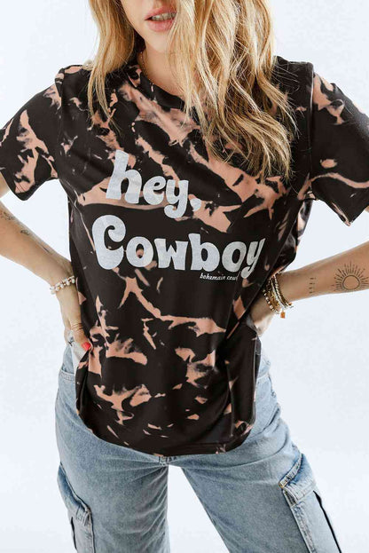 HEY COWBOY BOHEMIAN COWGIRL Graphic Tie-Dye Tee