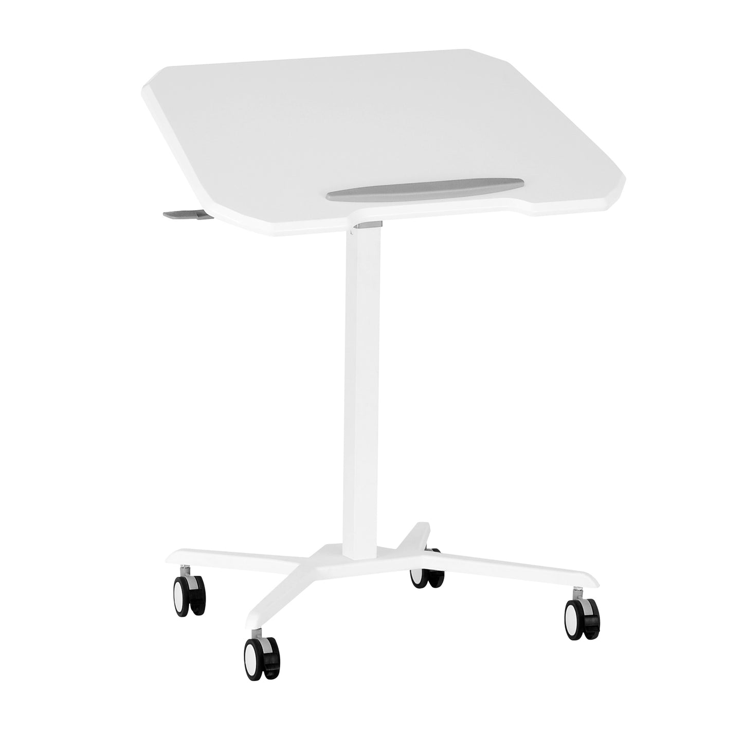 Techni Mobili White Sit to Stand Mobile Laptop Computer Stand with Height Adjustable and Tiltable Tabletop