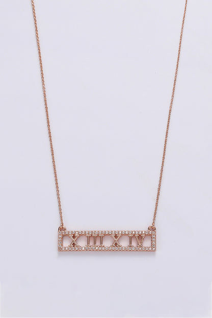 Inlaid Cubic Zirconia Bar Pendant Necklace