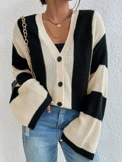 Striped Button Up Cardigan