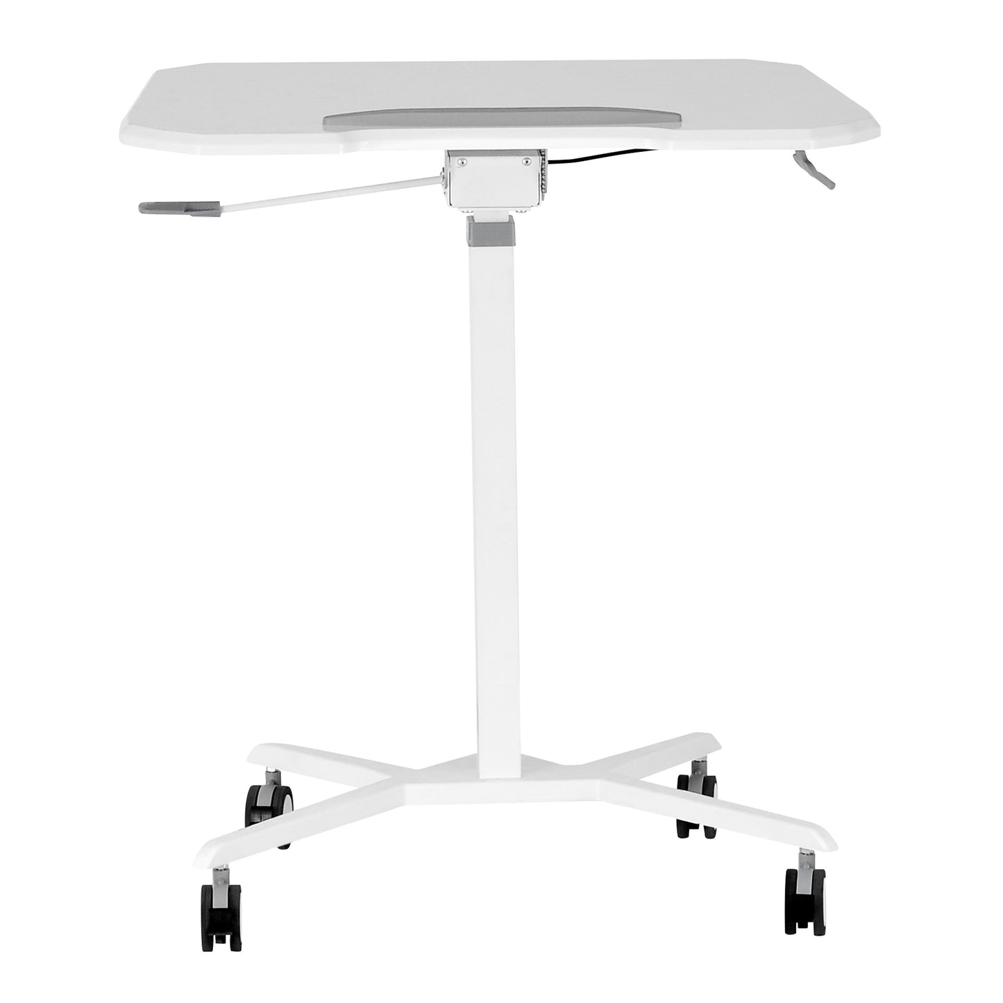 Techni Mobili White Sit to Stand Mobile Laptop Computer Stand with Height Adjustable and Tiltable Tabletop