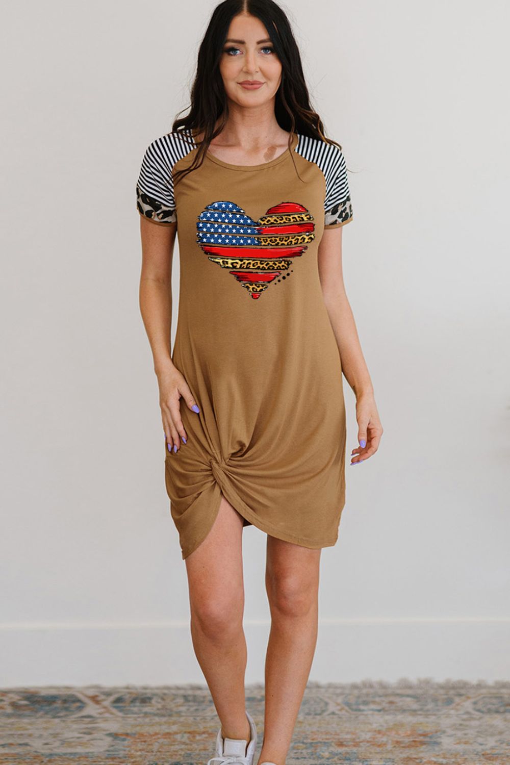 US Flag Heart Graphic Twisted Dress