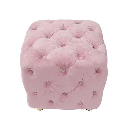 Pink Modern Velvet Upholstered Ottoman, Exquisite Small End Table, Soft Foot Stool,Dressing Makeup Chair, Comfortable Seat for Living Room, Bedroom, Entrance