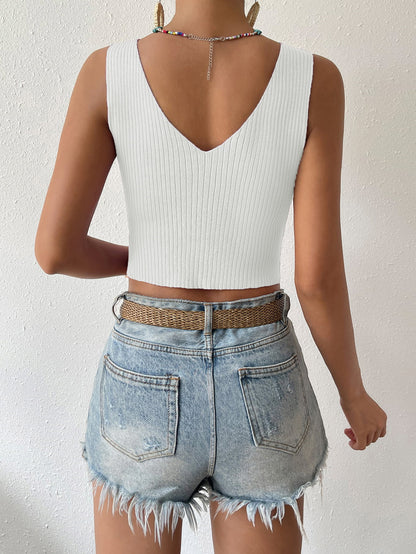 Twisted Cropped Knit Tank