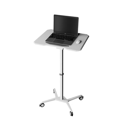 Techni Mobili White Sit to Stand Mobile Laptop Computer Stand with Height Adjustable and Tiltable Tabletop