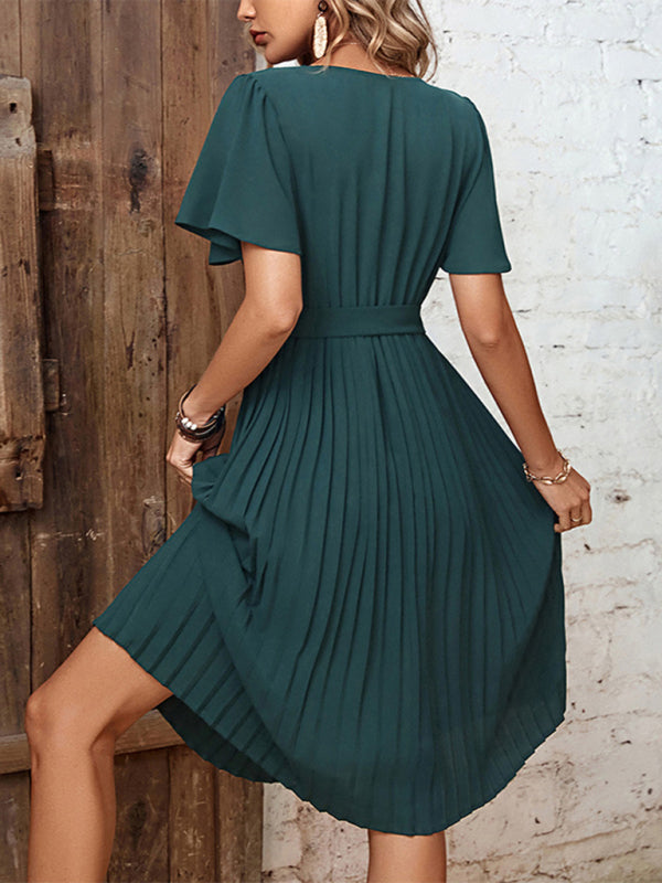 Women's Solid Color Pleated French Elegant Dress